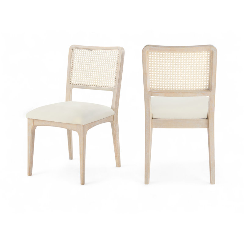  Chaise rembourrée en cuir Vegan, Finition naturelle brossée, Crème végétalien en cuir