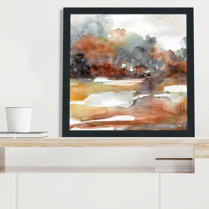 Sandstone and Sediment I par Carol Robinson - Peinture, L 31,5 po x H 31,5 po, Encadrement brun