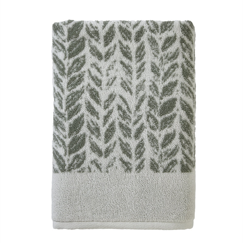 Addysn Cotton Plush Jacquard Bath Towel, Sage