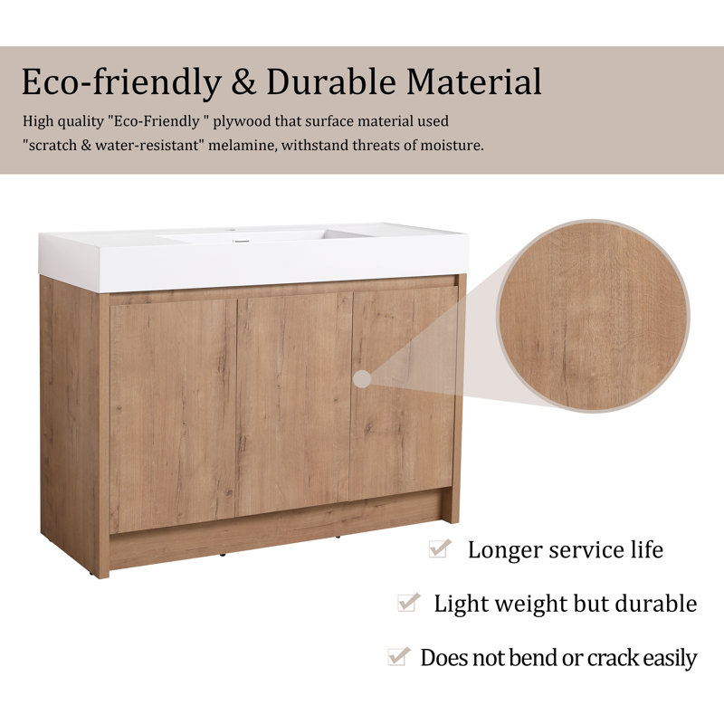 Rafaello 47.67'' Single Bathroom Vanity with Resin Top