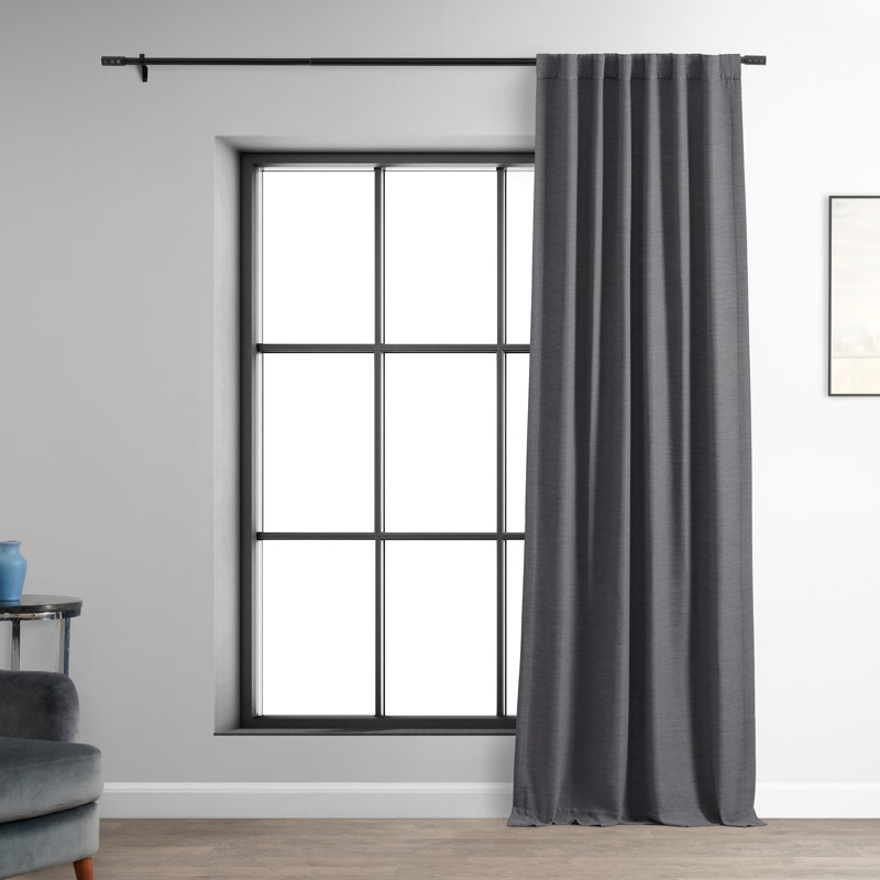Rideaux obscurcissants en lin synthétique pour chambre et salon Bellino (1 panneau), Gris Armure, L 50 po x L 120 po