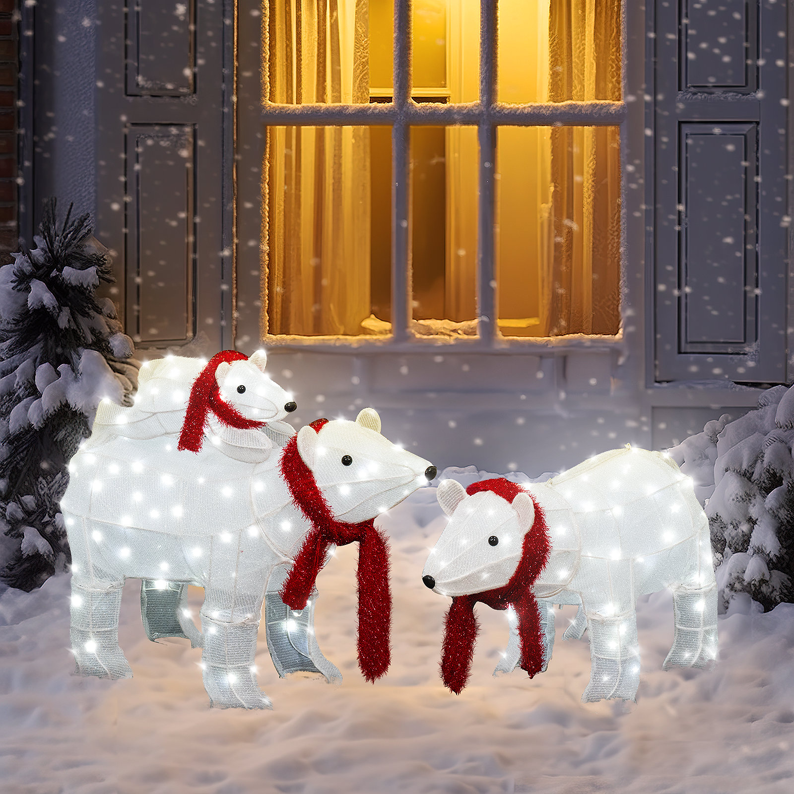 Lighted Christmas Polar Bear Family Prismatic Christmas Decor Is Here!