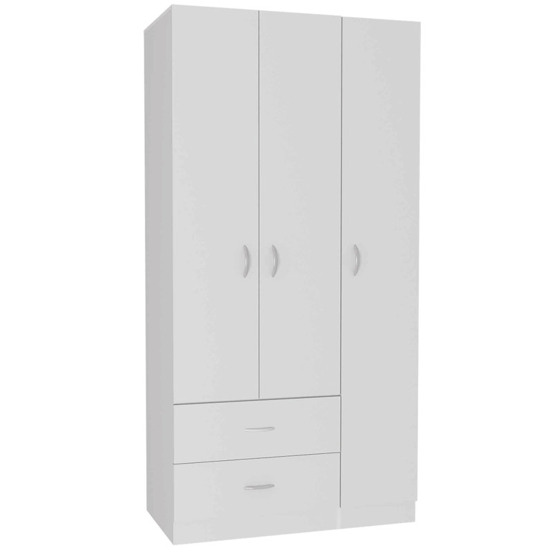 Armoire 2 portes 3 tiroirs Rowaton, Blanc