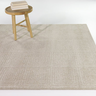 Jonzen Cream Contemporary Geometric Area Rug