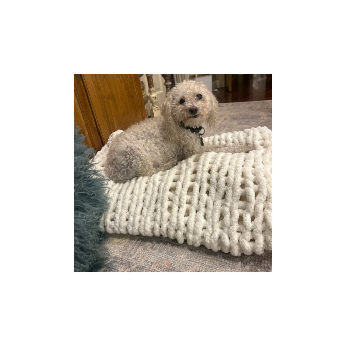 Chenille Chunky Knit Throw, Luxury Hand-Knitted Yarn Throw Blanket - Cream