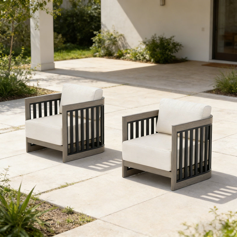 Chaises longues avec coussins Sereno, Noir/gris