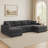 3  Piece Corduroy Doublechaise Sectional-587441170