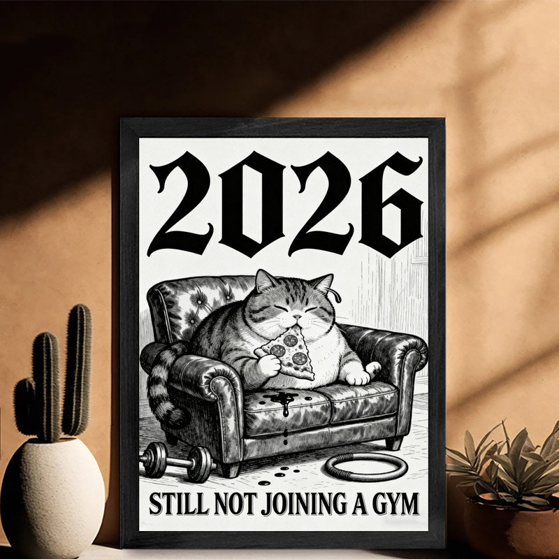 Reproduction d'art encadré noir et noir 2026, H 25 po x l 17 po