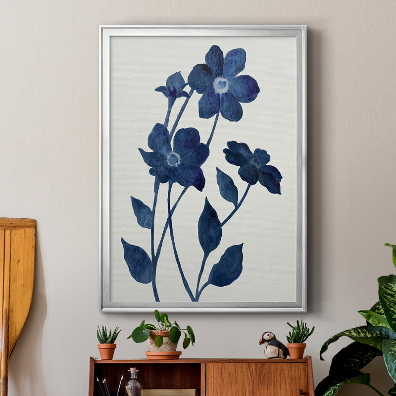 Indigo Bloom II - reproduction de cadre photo simple, Argent, H 24,5 po x l 18,5 po x P 1 po