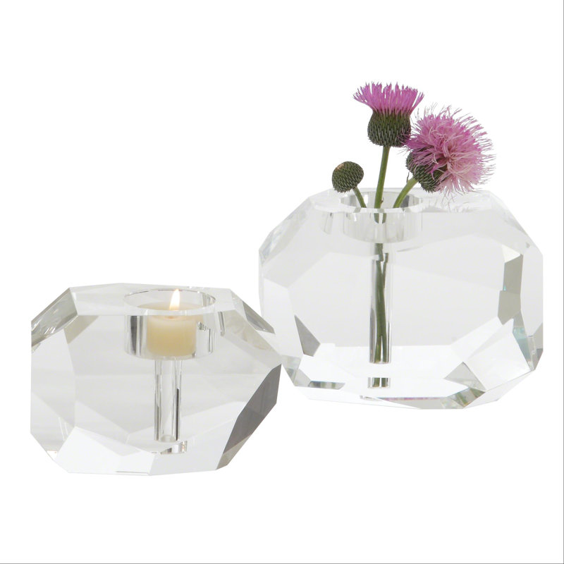 Gemstone T-Lite/Bud Vase, 3" H x 4.75" W x 3" D