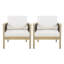 Fauteuil club d'extérieur en bois d'acacia avec corde tissée à la main (ensemble de 2), finition teck clair-623814742