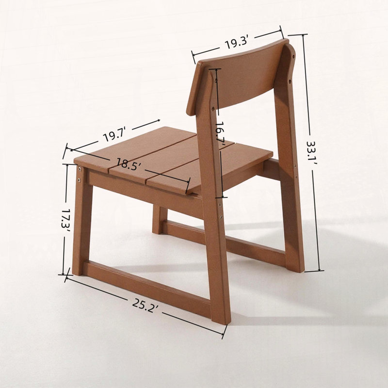 Ensemble de 2 chaises d'extérieur sans accoudoirs: PEHD durable en plastique recyclé avec couleurs personnalisables, Brun