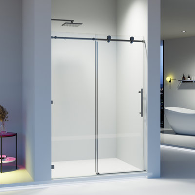 Bafv 50-54" W x 76" H Frameless Shower Door Single Sliding Soft-Close with 5/16"(8mm) Tempered Glass