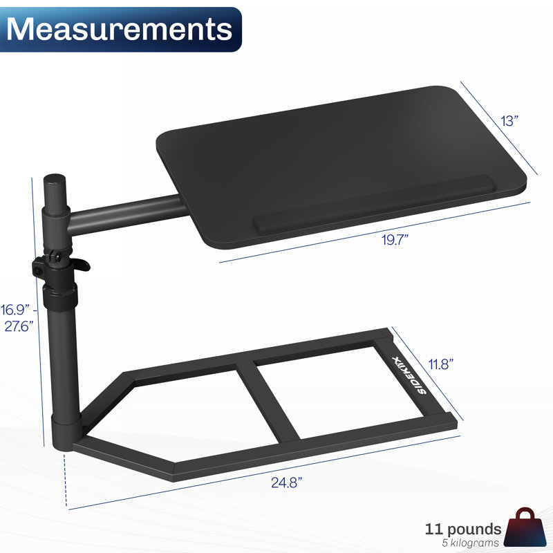 Overbed Table With Under Mattress Support, Adjustable Tray