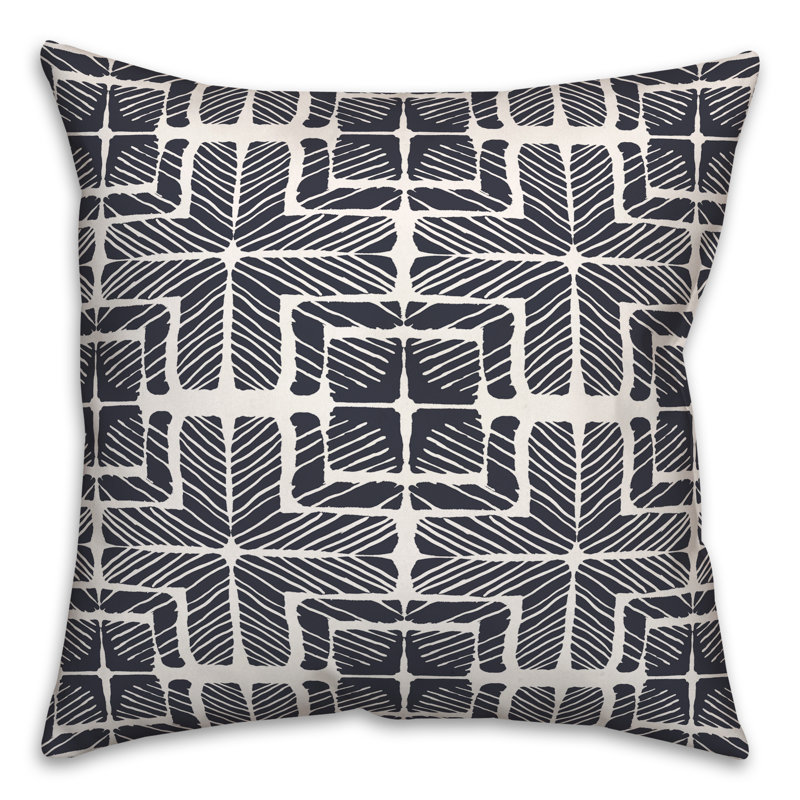 Checkered Outdoor Reversible Throw Pillow, Navy, 18" H x 18" W