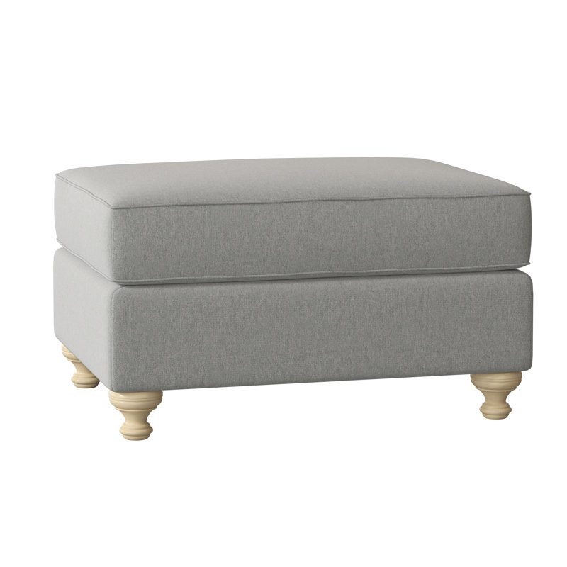 Duckling Upholstered Ottoman, Popstitch 21 Dove, Tobacco