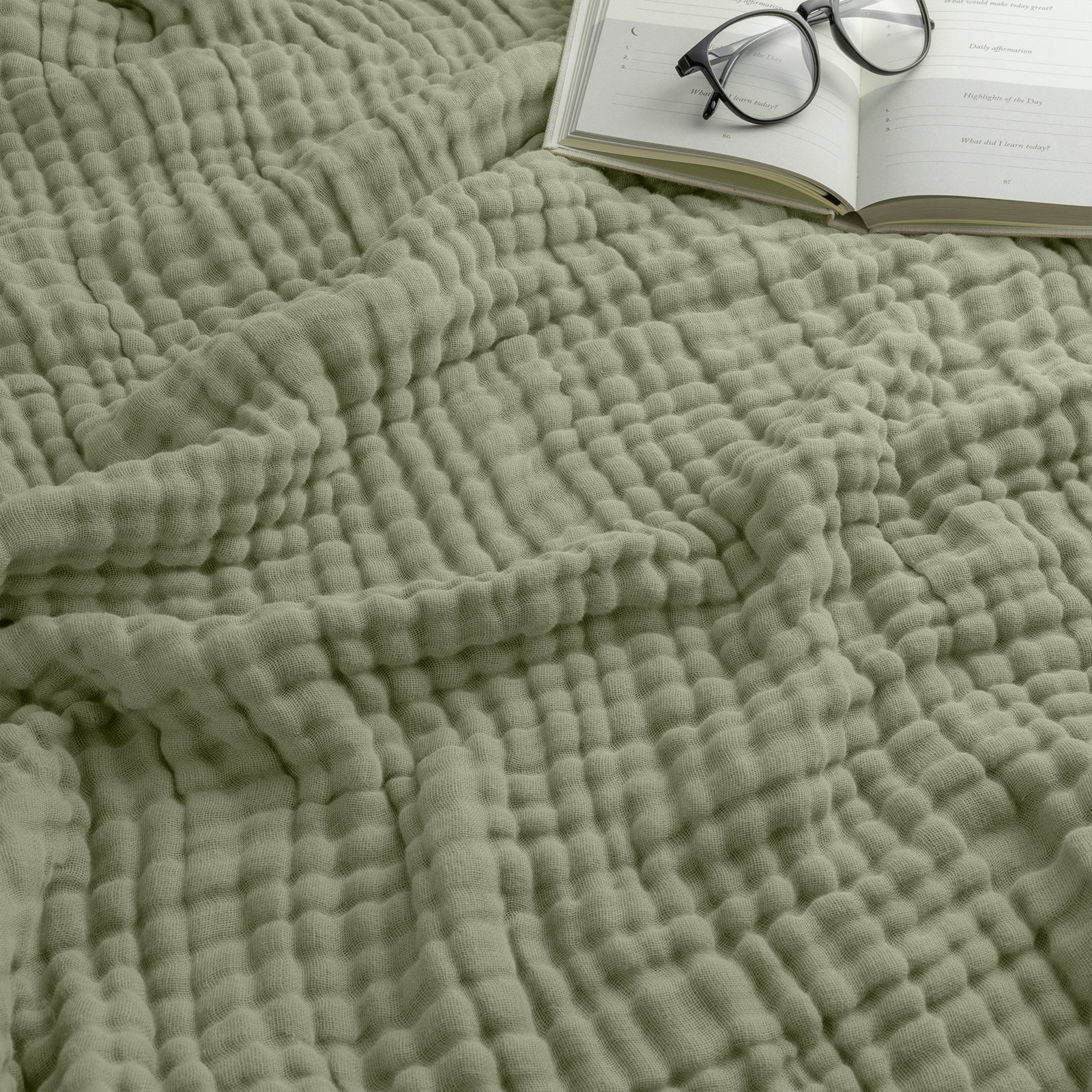 Karlina Muslin Blanket, Sage, Queen