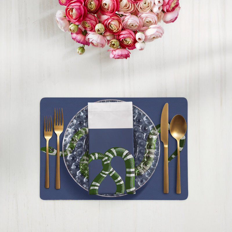 Serpent Cotton Sateen Dinner Napkins, Blue