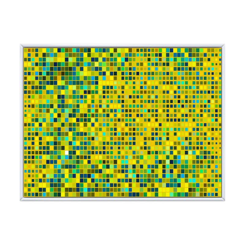 Cubes de lumière jaune clair - peinture sur toile, H 34 po x l 44 po, Toile à cadre flottant blanc