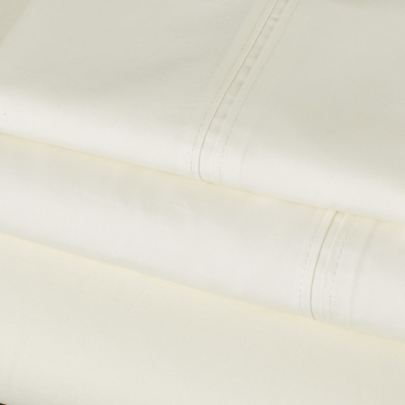  350 Thread Count 100% Cotton Percale Extra Deep Pocket Sheet Set, Light Ivory, Extra-Long Twin