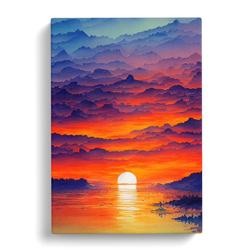 Sunset Watercolour No.6 - Wrapped Canvas Painting, 76cm H x 50cm W x 3cm D