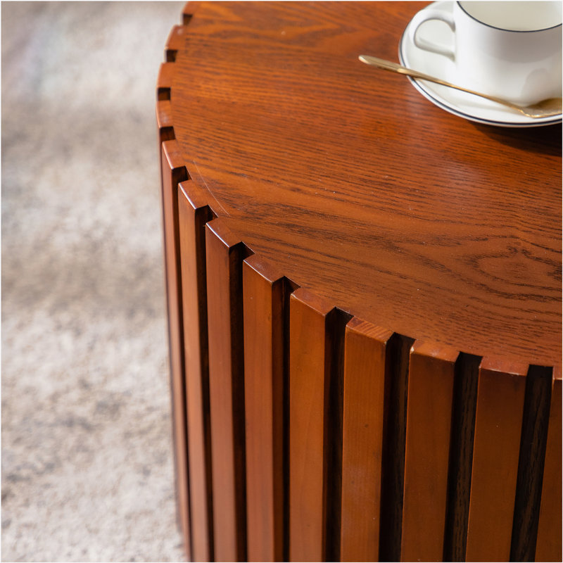 Table basse ronde en bois pour le salon et les petits espaces, H 15,75 po x L 47,25 po x l 47,25 po, Walnut