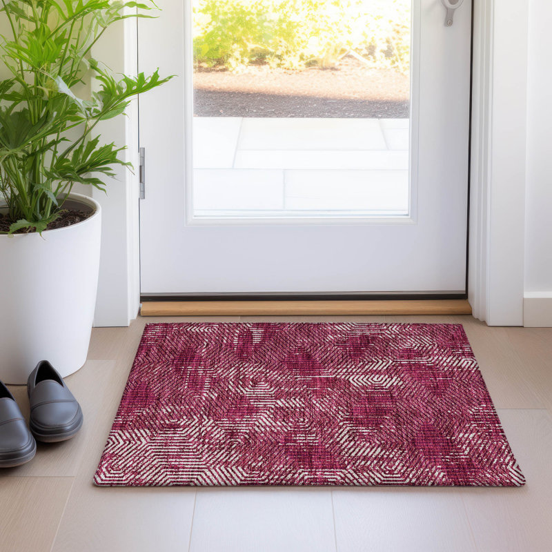 Premium Machine Washable Prisco Burgundy Rug, Rectangle 1'8" x 2'6"
