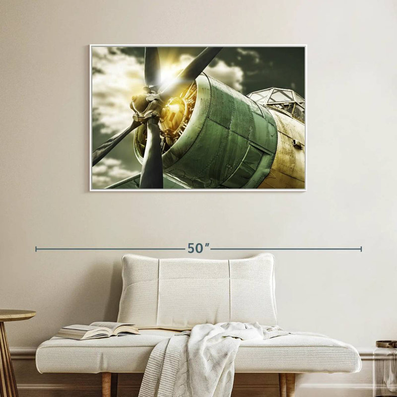 Vue du ciel de l'ancien avion, Cadre flottant blanc, 40 po x 27 po