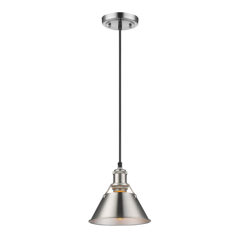 Luminaire suspendu conique à 1 lumière Weatherford, Étain, Étain, H 129 po x l 7,5 po x P 7,5 po