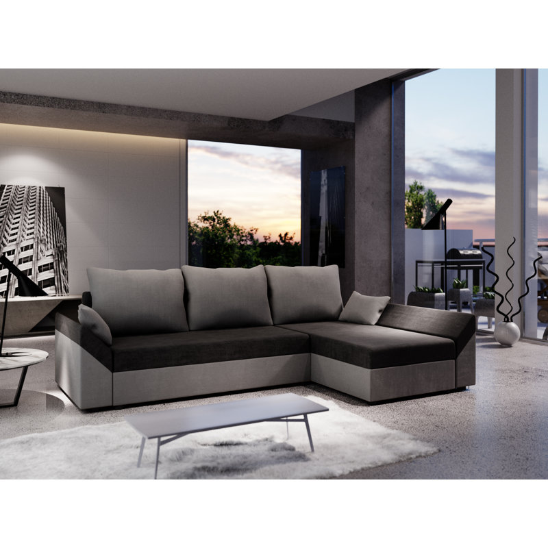 Simperta 3 Seater Corner Sofa , Right -sided, Black/Dark gray - Rainbow15/Rainbow27