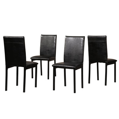 4 Chairs Dining In Black With Faux Leather Padding & Metal Construction Frame Chairs, Of - Seat For Luxury