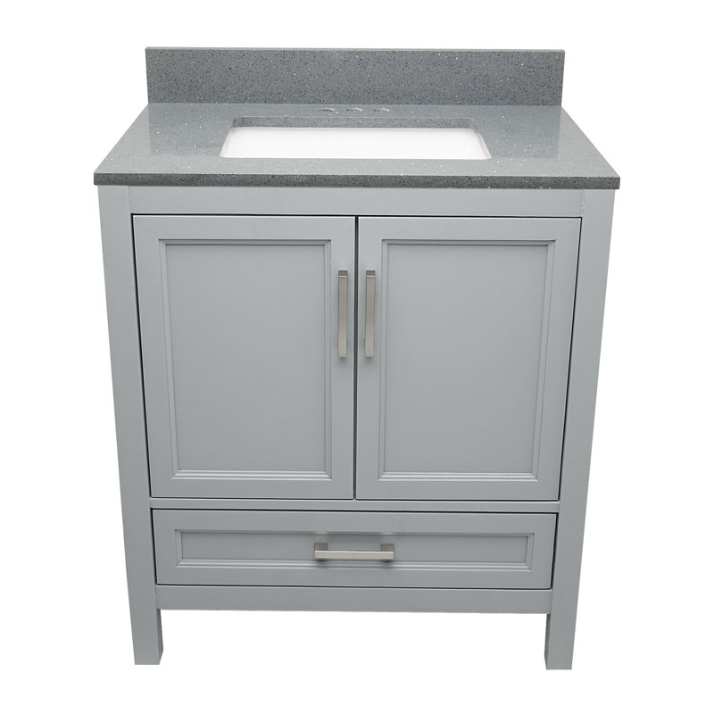 Haleyann 31'' Single Bathroom Vanity with Engineered Quartz Top, Gray, Galaxy Gray