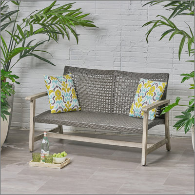 Causeuse d'extérieur en bois d'acacia HAMPTON, ensemble de conversation pour meubles de patio