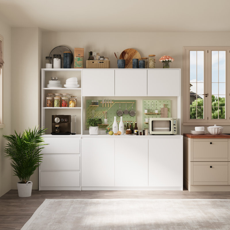 Grande armoire de rangement pour garde-manger de 71 po de hauteur, Blanc
