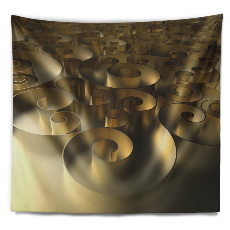 Tapisserie dorée à motif abstrait 3D, H 32 po x l 39 po