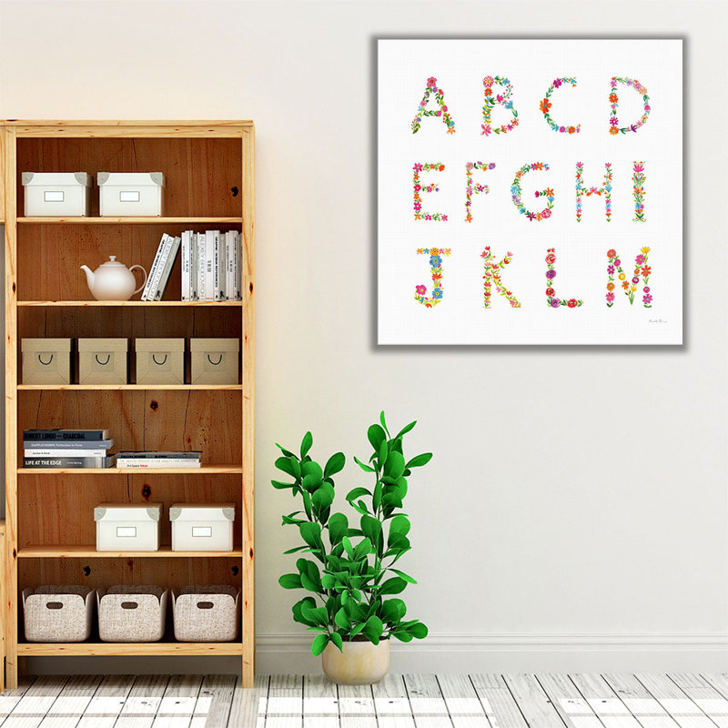 Floral Alphabet I - reproduction d'art sur toile, H 12 po x l 12 po