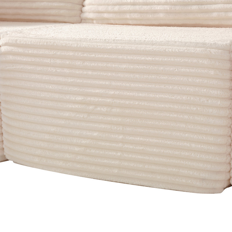 Canapé surdimensionné sans nuage 131 po avec 2 repose-pieds Cloud, White Corduroy, White