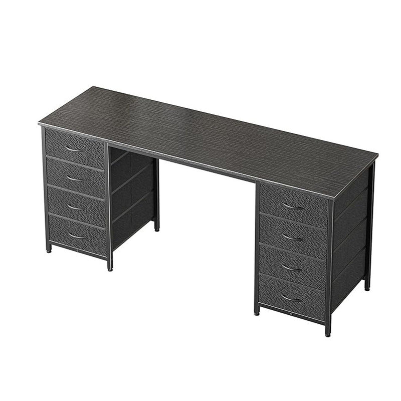 55 Inch, Large Storage Computer Desk with 8 Drawers Home Office, Study, Gaming Desk with Fabric Drawers, Black
