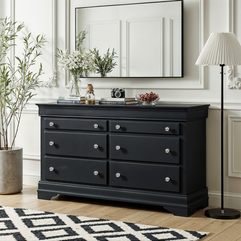 Commode 6 tiroirs Barvelle, Noir