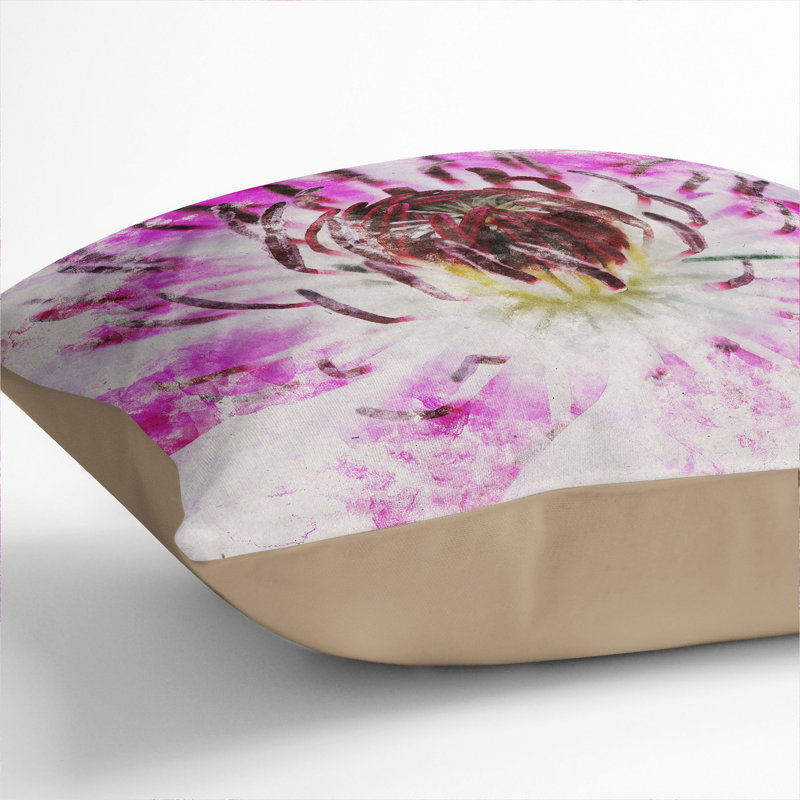 Pink Clematis Flower Scatter Cushion, Stone, 40cm H x 40cm W x 15cm D