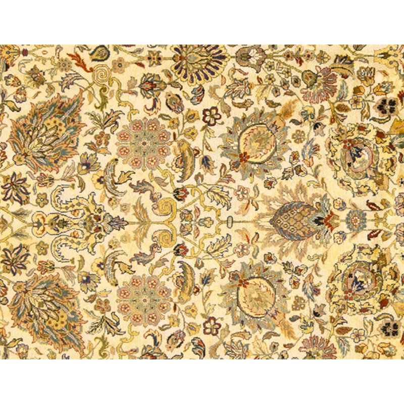 Tapis crème et chameau noué à la main de haute qualité