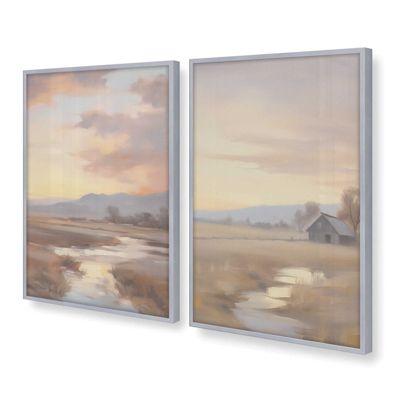 «Serene Sunset Over Fields», Chrome poli, H 11,25 po x l 9,25 po