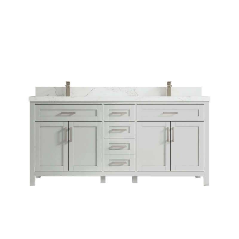 Ensemble de meuble-lavabo double 72 po Cambridge, Calacatta Nuvo