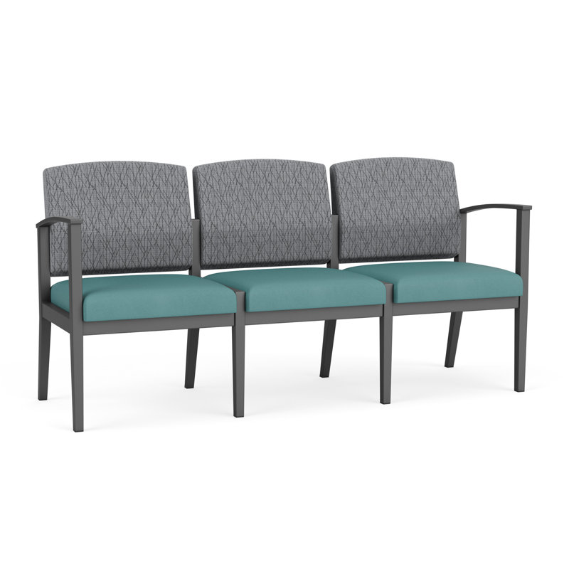 Siège tandem en acier à 3 sièges Amherst, Gris anthracite, Tissu vin ouvert