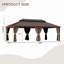  Pavillon de jardin en aluminium 12 po x 24 pi avec toit en acier galvanisé à double aération - comprend moustiquaire et rideaux d'intimité - pour la cour, le jardin, la terrasse et la piscine