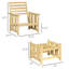 Ensemble de mobilier de patio, fauteuil d'extérieur en bois avec repose-pieds, méridienne d'extérieur rembourrée 2 pièces, fauteuil avec repose-pieds