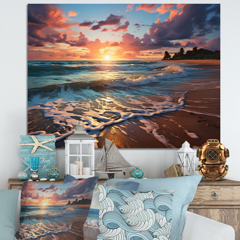 «Sunset Beachside Horizon I», reproduction sur toile, H 30 po x l 40 po x P 1,5 po, Toile tendue