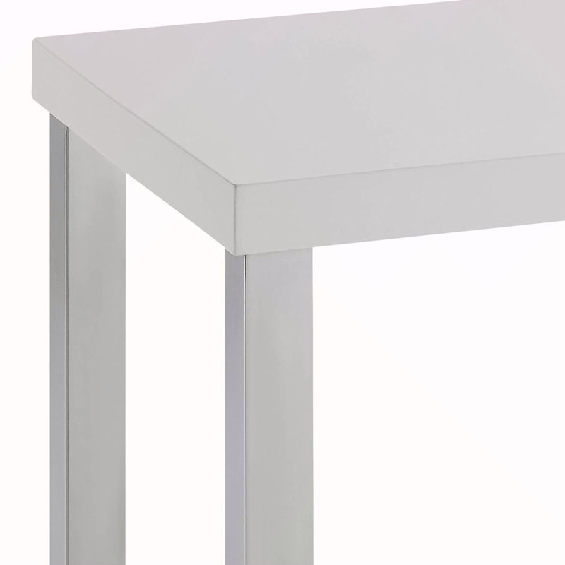 Table de bout blanche ultrabrillante et chrome