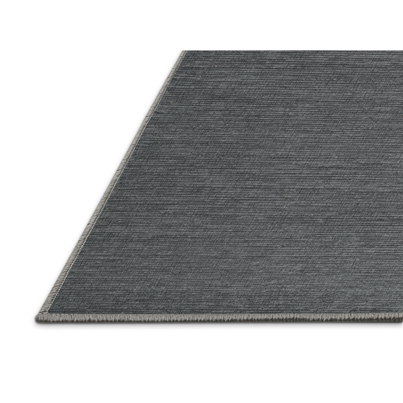 Machine Washable Solid Gray Area Rug, Rectangle 2' x 3'