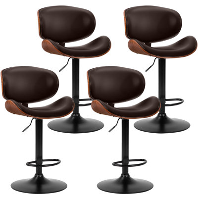 Swivel Upholstered Adjustable Height Bar Counter Stool with Metal Frame